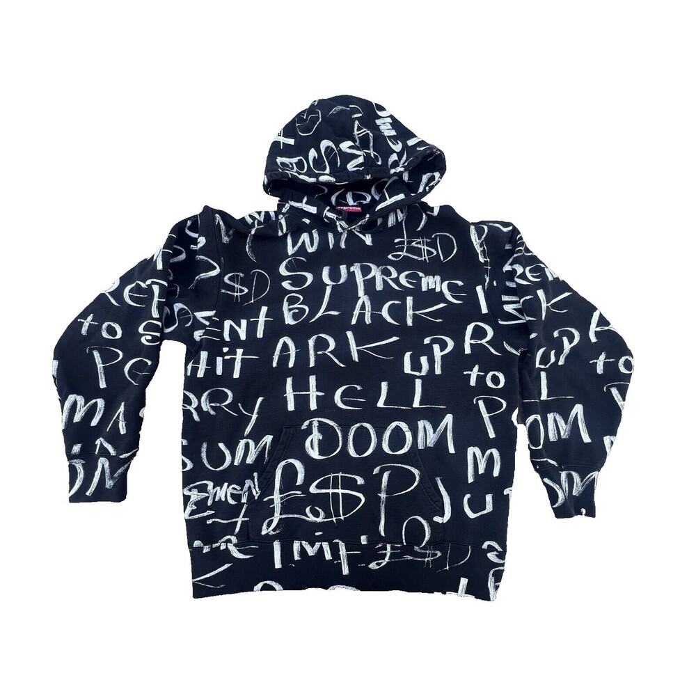 Supreme Black Ark Hooded Sweatshirt Size Medium Cotton Fleece Lee Scratch Perry